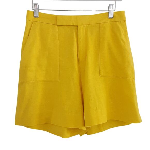 Banana Republic Linen Blend High Rise Shorts Wide Leg Golden Yellow Womens 6 - Picture 1 of 10